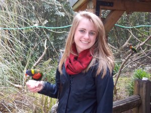 feeding the birds in the Oregon Zoo